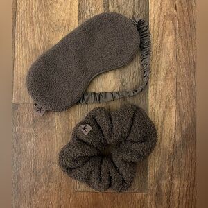Gray Barefoot Dreams Fleece Eye Mask and Scrunchie Set